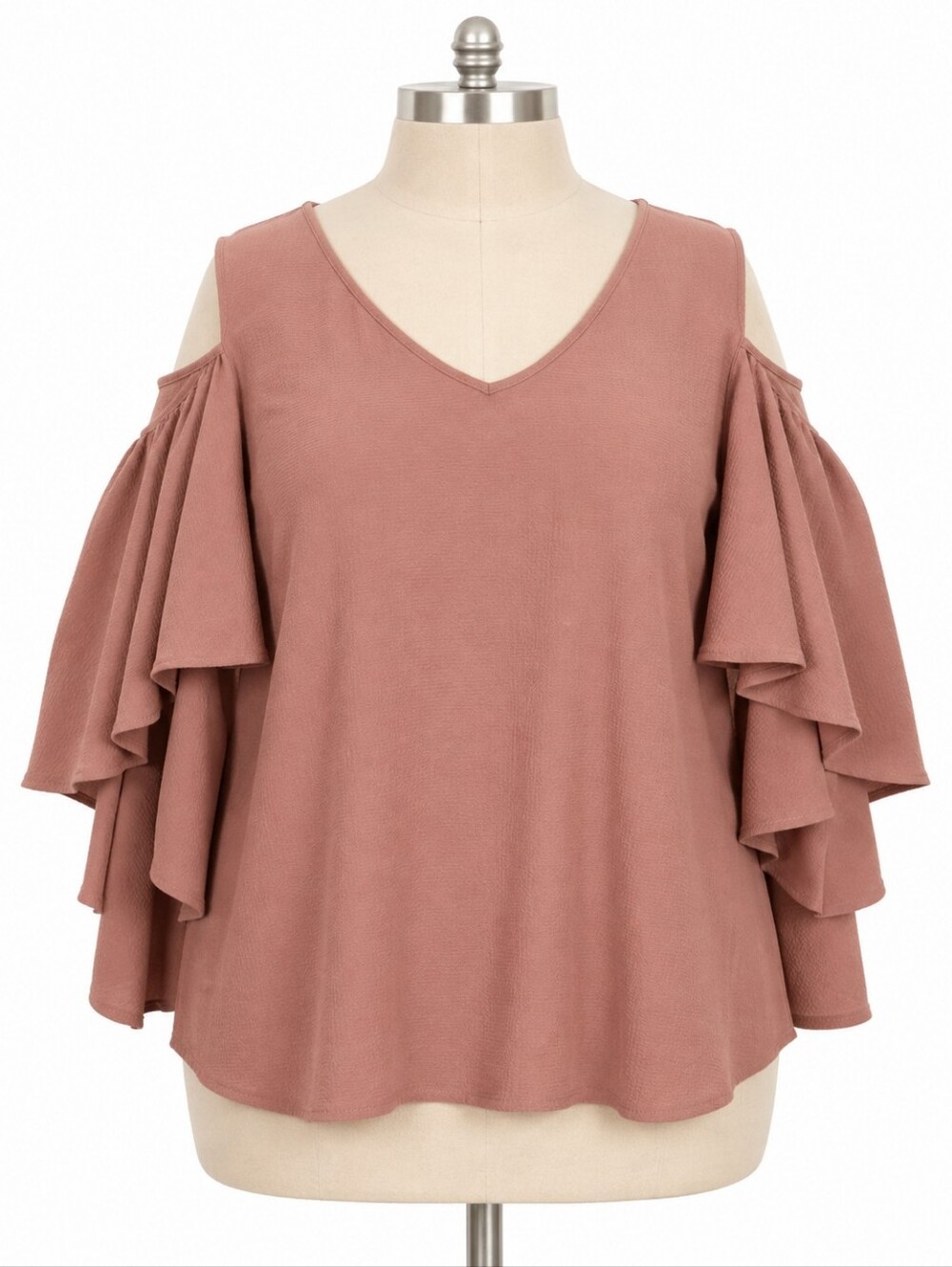 Moral Fiber Dusty Rose Textured Cold-Shoulder Top Size 3X